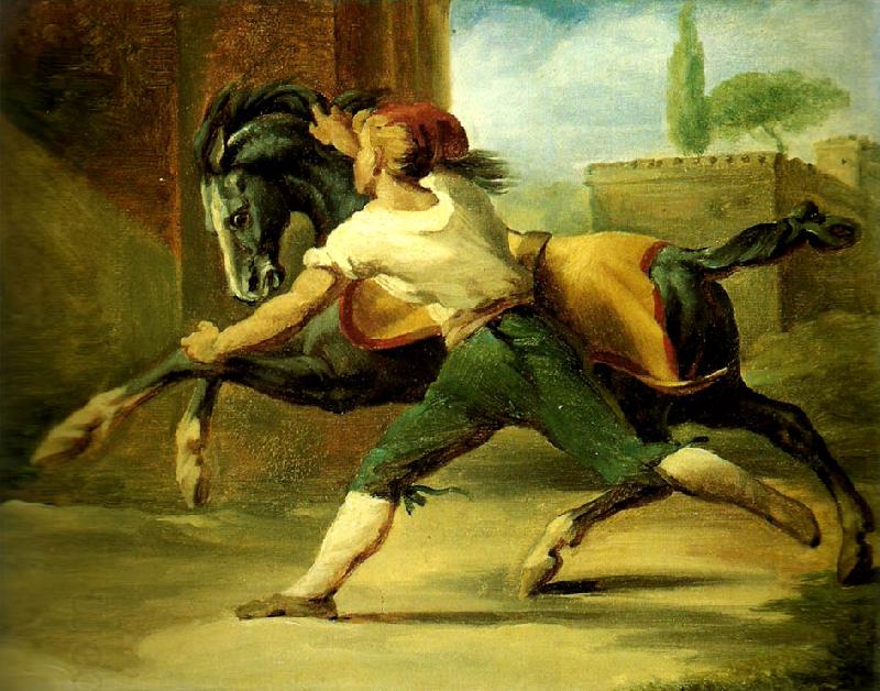 Theodore   Gericault palefrenier retenant un cheval China oil painting art